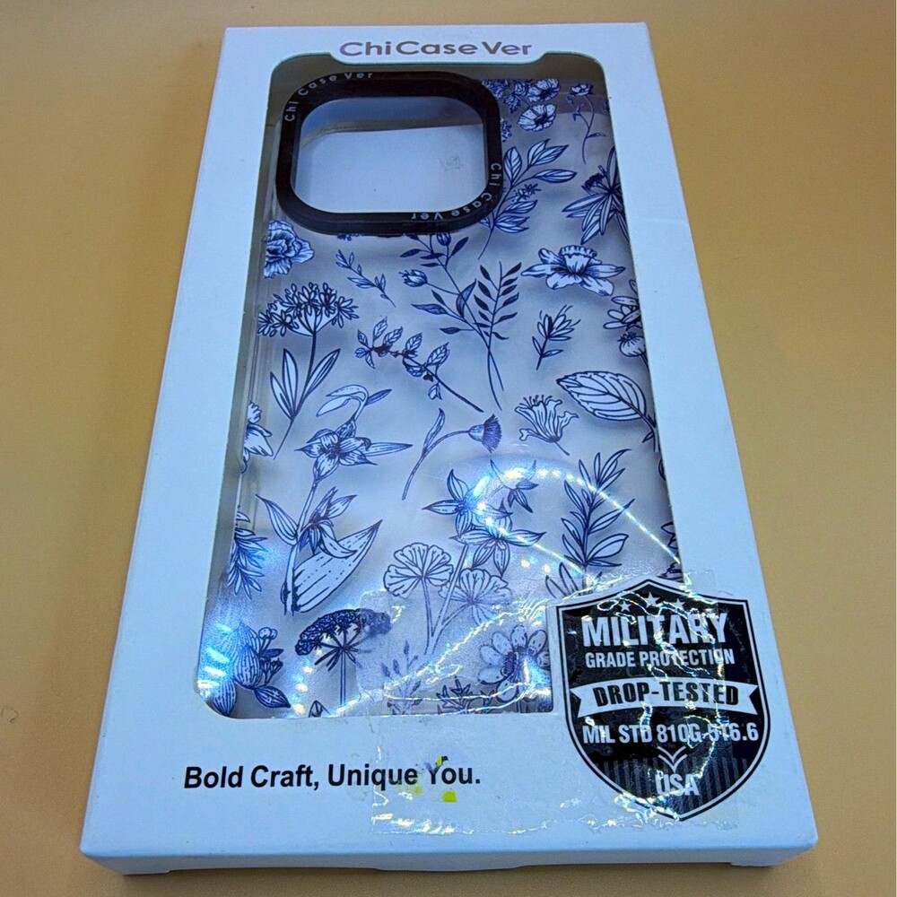 ChiCaseVer Phone Case For Apple iPhone 16 Pro Blue/White Floral Drop Tested